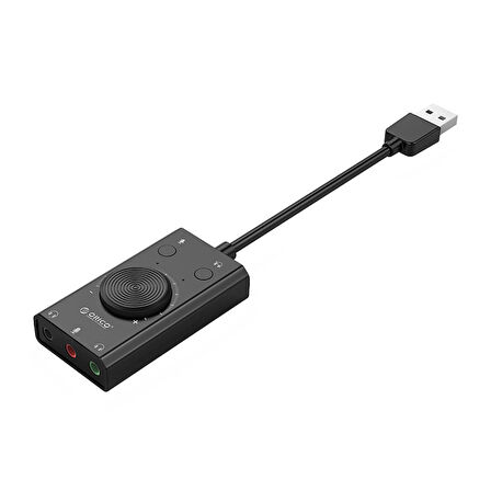 Orico USB 2.0 TRS / TRRS 3.5mm Ses Ayar Tekerlekli Jack Girişli Harici Ses Kartı Siyah