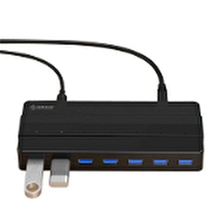 Orico 7 Portlu USB3.0 SuperSpeed 12V Güç Adaptörlü Çoklayıcı HUB,  Siyah, 100 cm, H7928-U3-V1