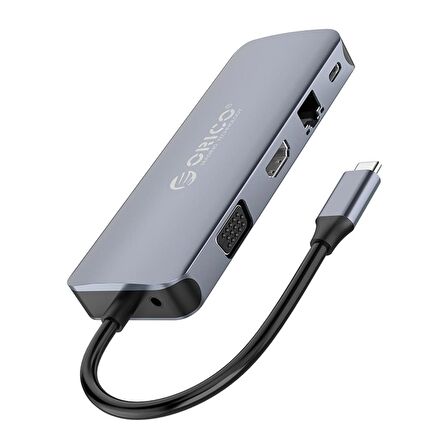 ORICO Type-C to USB 3.0 HDMI 4K@30Hz VGA RJ45 SD TF AUX PD Dönüştürücü HUB