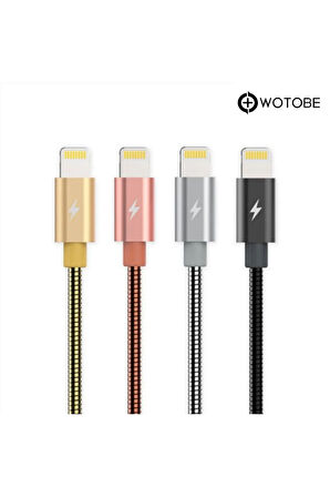 Apple Lightning Çelik Spiral Şarj Data Kablosu