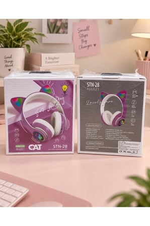 Kedi Kulaklı Bluetooth Kulaklık LED Işıklı Kablosuz Mikrofonlu Çocuk ve Genç Kulaklığı