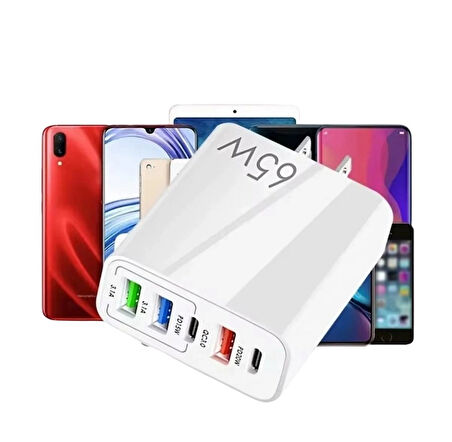 YK Design YK-SR104 65W Şarj Başlığı 3 USB + 2 PD