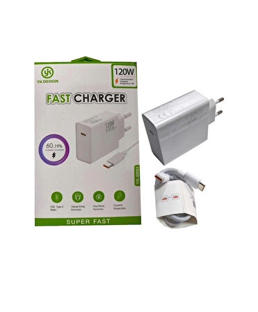 YK Design YK-SR63 120W PD Şarj Başlığı ve TypeC-TypeC Kablo