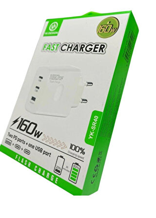 YK Design YK-SR40 160W USB+PD Şarj Başlığı VEYAZ