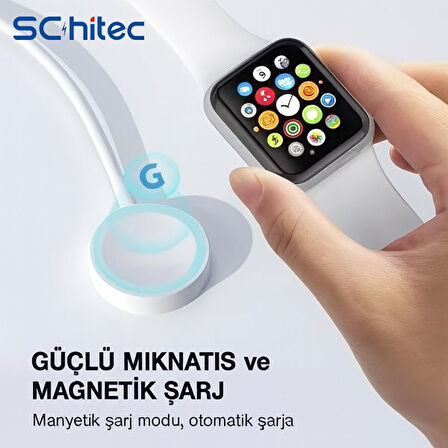 ScHitec Type-C Girişli Universal İ-watch Akıllı Saat Şarj Cihazı Beyaz C49T