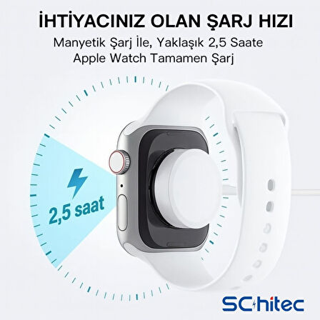 ScHitec Type-C Girişli Universal İ-watch Akıllı Saat Şarj Cihazı Beyaz C49T