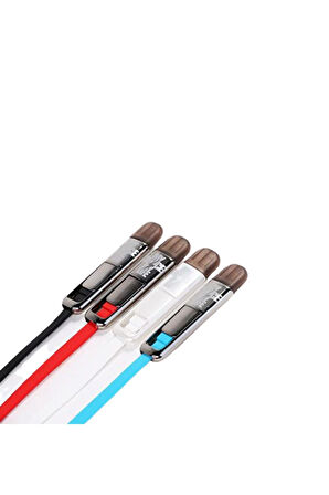 Remax Ikili Yassı 1 Metre Micro Usb Apple Lightning Şarj Data Kablosu