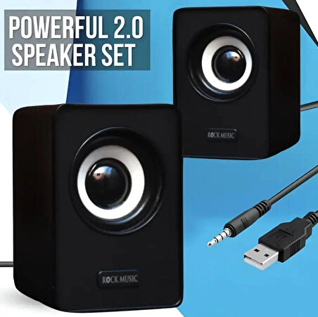 Dizüstü /bilgisayar hoparlörü  Usb Kablolu 1+1 Multimedia subwoofer, Yüksek bas ve net ses kalitesi 