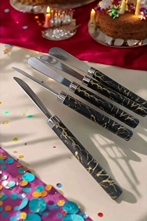 Kahvaltı Bıçağı Uzun Mermer Desenli 5 Adet