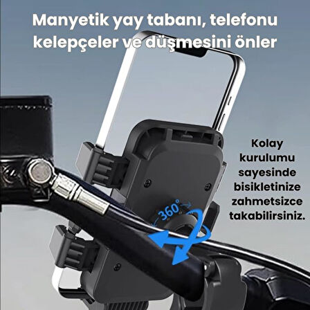 Coofbe Sarsılmaz Sıkı Tutuş Gidon Alüminyum Motosiklet Telefon Tutucu Bisiklet Tutucu Gidon Tutucu