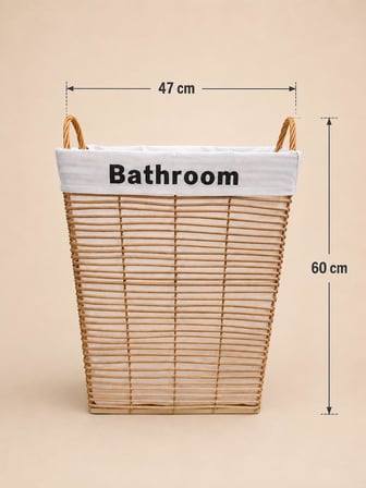 60 CM Dikdörtgen Premium Örme Çamaşır Sepeti – Yeni Trend Düzenleyici, Kumaş Astarlı,Taşıma Kulplu