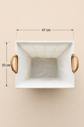 60 CM Dikdörtgen Premium Örme Çamaşır Sepeti – Yeni Trend Düzenleyici, Kumaş Astarlı,Taşıma Kulplu