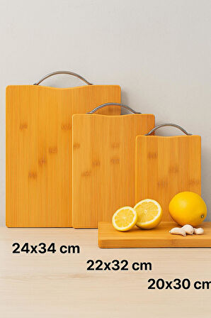 3' lü Bambu Kesme Tahtası - Lüks Doğrama Sebze,Et,Ekmek Tahtası