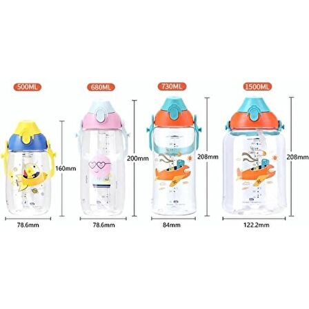 Uzspace Vagonlife Uzspace VGN2201 Pempe Pipetli 500 ml Boyun Askılı Tritan Çocuk Su Matarası -Kutulu