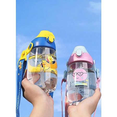 Uzspace Vagonlife Uzspace VGN2201 Pempe Pipetli 500 ml Boyun Askılı Tritan Çocuk Su Matarası -Kutulu