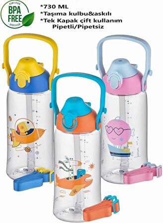 Uzspace Pipetli Çocuk Matarası 680Ml Pembe