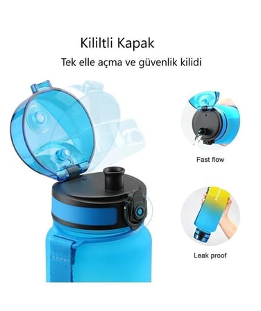 Uzspace Tritan Su Matarası 1500Ml VGN3056 Pembe Turkuaz