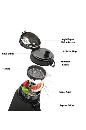 Uzspace Tritan Su Matarası 1000Ml VGN3038-7 Zeytin Yeşili