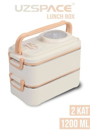 Vagonlife 8023 1200ml 2 Katlı 4 Bölmeli Krem Rengi Çelik Saklama Kabı