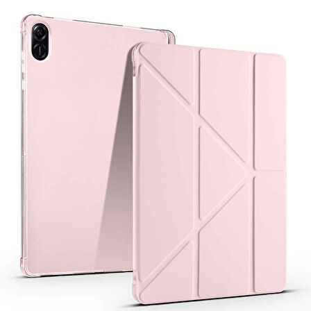 Honor Pad X8A 11 inç Uyumlu Uyku Modlu Standlı Kalemlikli Trifolding Fuchsia Tablet Kılıfı