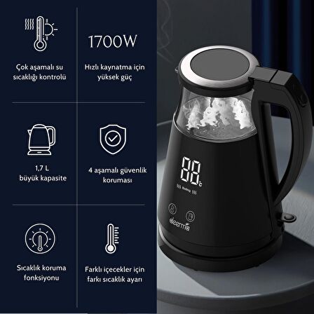 DEERMA SH90W 1,7 DIJITAL ISI AYARLI KETTLE