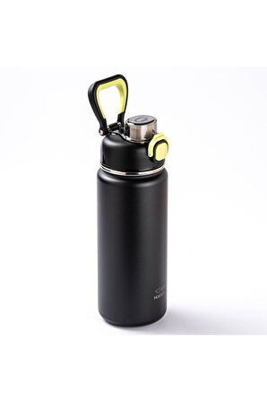 OKADI ÇIKARILABİLİR PİPETLİ SİYAH PASLANMAZ ÇELİK TERMOS 750ML
