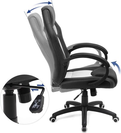 SONGMICS OBG56BW Yarış Tipi Oyuncu Koltuğu, Ofis ve Yönetici Koltuğu, Döner Sandalye, Beyaz - Outlet