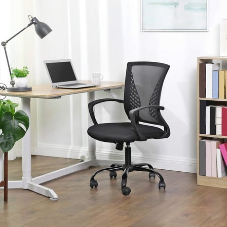 Ofis Sandalyesi, 360 Döner Sandalye, Sallanma Fonksiyonlu, Nefes Alabilir, Ofis, Çalışma Odası, 120 Kg'a Kadar Taşıyabilir, Siyah, OBN22BK - TEŞHİR