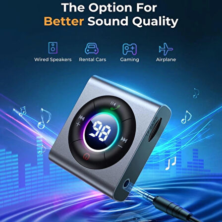 Joyroom JR-CB2 Wireless Transmitter  2'si 1 Arada Kablosuz Verici/Alıcı-Koyu Grı