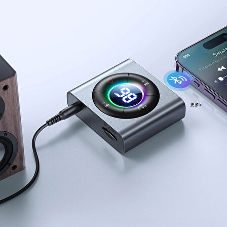 Joyroom JR-CB2 Wireless Transmitter  2'si 1 Arada Kablosuz Verici/Alıcı-Koyu Grı