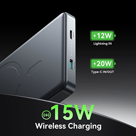 Joyroom 20W Ultra-Slim Metal MagSafe Kablosuz Ve Kablolu 20W Hızlı Şarj Power Bank 10.000mAh