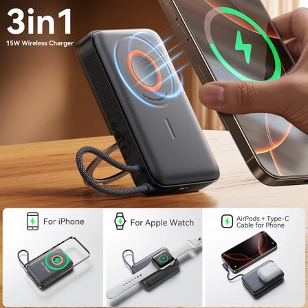 Joyroom JR-PBM02 20W 10.000 Mah Kablolu 3 İn 1 Magsafe Powerbank
