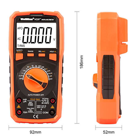 WellHise VC97+ Multimetre Ölçü Aleti Avometre True RMS