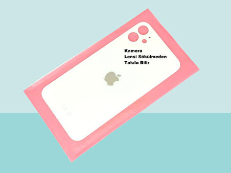 Tkgz - iPhone 11 Arka Pil Batarya Kapağı - Cam kapak Geniş Lens Deliği - BEYAZ