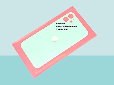 Tkgz - iPhone 11 Arka Pil Batarya Kapağı - Cam kapak Geniş Lens Deliği - YEŞİL