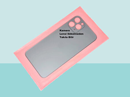 Tkgz - iPhone 11 PRO Arka Pil Batarya Kapağı - Cam kapak Geniş Lens Deliği - MAVİ