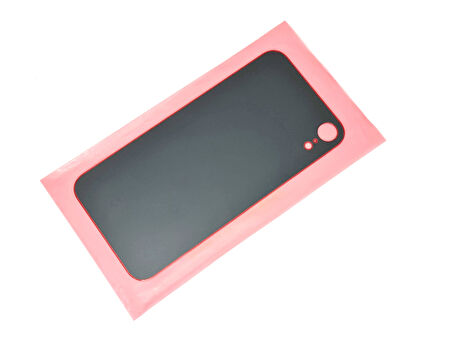 Tkgz - iPhone XR Arka Pil Batarya Kapağı - Cam kapak Geniş Lens Deliği - KIRMIZI