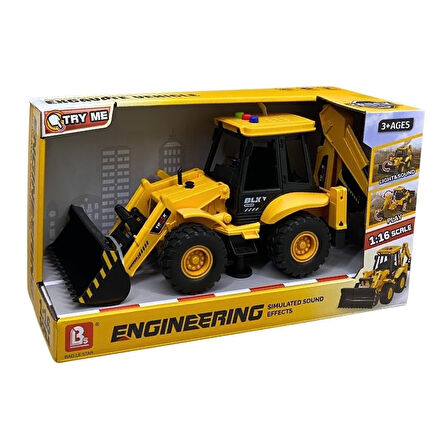 Sürtmeli Sesli ve Işıklı Buldozer Kepçe Oyuncak İş Makinesi