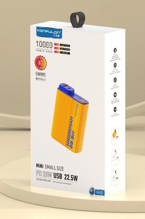 Fuchsia A40Q 10.000 mAh PD 20W Mini Powerbank - Siyah-Beyaz