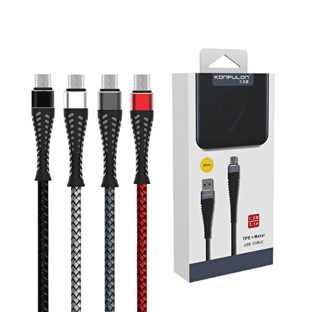 Konfulon S61 Micro USB Kablo 1.2M 2.1A - Siyah