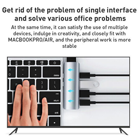 Technow YG-2102 5 in 1 Çift USB-C / Type-C-USB HUB Çevirici Adaptör