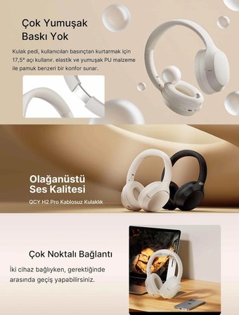 QCY H2 Pro Beyaz Bluetooth Kulaklık
