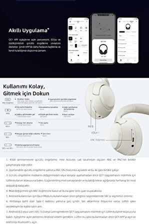Qcy H3 Hybrid Anc Hi-Res Bluetooth 5.4 Çift Cihaz Desteği Siyah Kafaüstü Kablosuz Kulaklık