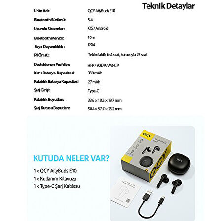 QCY ALIYBUDS E10-BH24QT35A BLUETOOTH KULAKLIK MAVİ