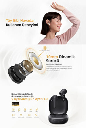 Buds Bluetooth Kulaklık - Şık Tasarım - Ipx4 - 35 Saat Ultra Uzun Pil Ömrü - Düşük Gecikme 0.06S -Aı