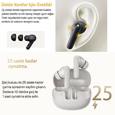 Buds Anc HT15 Bluetooth Kulaklık - 45 Db. Anc - 6 Mikrofon Enc - Çift Cihaz Gürültü Engelleme Ipx4