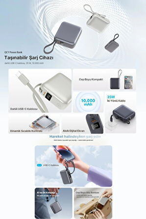 10000mah 35 W Powerbank Siyah - Hızlı Şarj - Taşınabilir Güç Kaynağı - Taşınabilir Şarj Cihazı