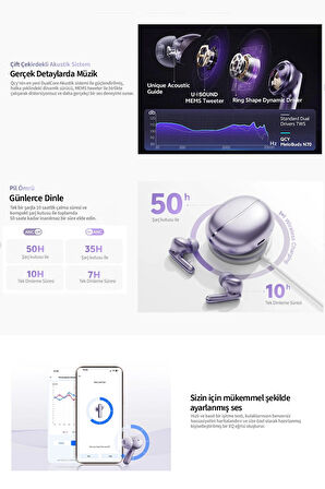 Melobuds N70 Bluetooth Kulaklık 6.0 - Kablosuz Şarj - Hi-Res-LDAC- Mems Tweeter-FastPair-Çift Cihaz