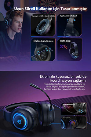 Heroad V200 RGB 7.1 Kablolu Gaming Oyuncu Kulaklığı Siyah