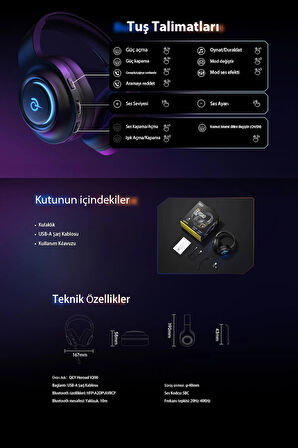 Heroad V200 RGB 7.1 Kablolu Gaming Oyuncu Kulaklığı Siyah